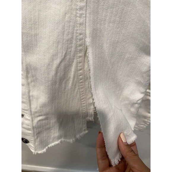 Free People Harlow Blazer Collar Front Pockets Button Frayed Ivory XS NWT Flawed - Picture 11 of 12